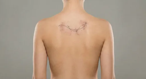 fine line stars tattoo on the back