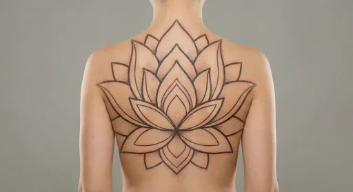 floral lotus tattoo on the back