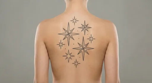 floral stars tattoo on the back