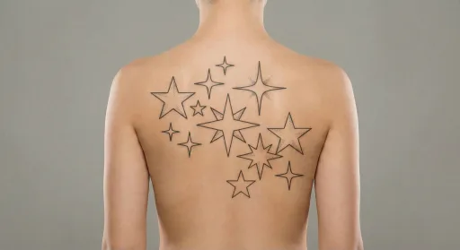 floral stars tattoo on the back
