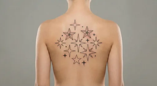 floral stars tattoo on the back