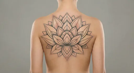 geometric lotus tattoo on the back