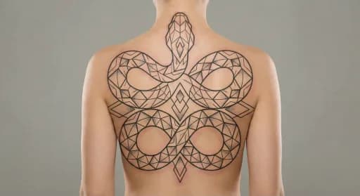 geometric snake tattoo on the back
