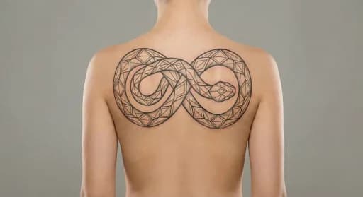 geometric snake tattoo on the back
