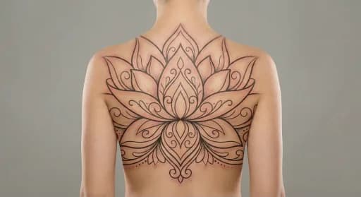 ornamental lotus tattoo on the back