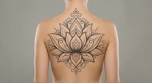 ornamental lotus tattoo on the back