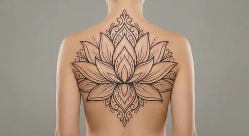 ornamental lotus tattoo on the back