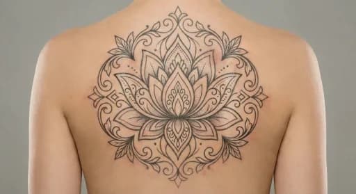ornamental lotus tattoo on the back