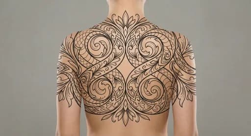 ornamental snake tattoo on the back