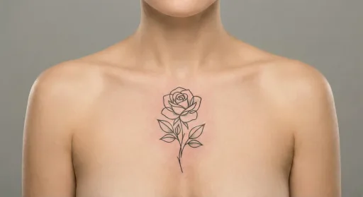 floral rose tattoo on the chest
