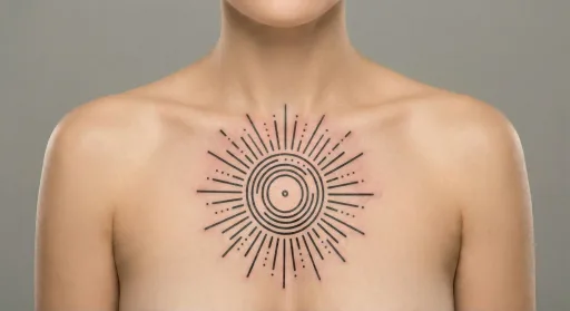 floral sun tattoo on the chest