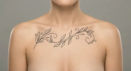 minimal vine tattoo on the chest