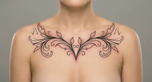 ornamental vine tattoo on the chest