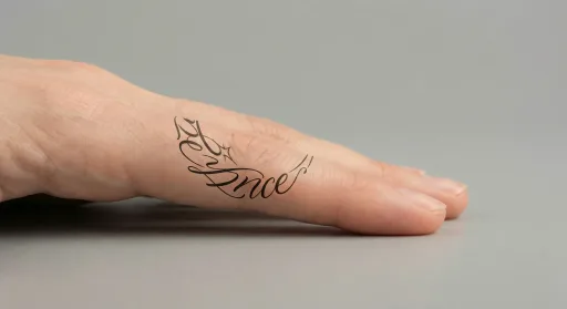 script moon tattoo on the finger