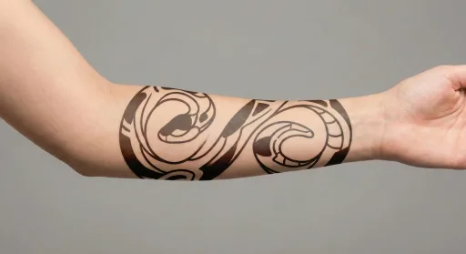 blackwork snake tattoo on the forearm