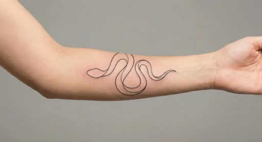 fine line snake tattoo on the forearm