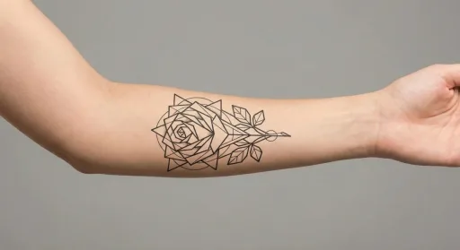 geometric rose tattoo on the forearm