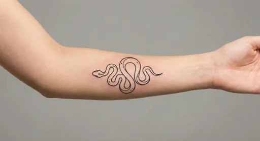 minimal snake tattoo on the forearm