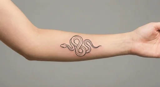 minimal snake tattoo on the forearm