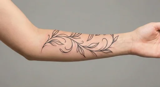 minimal vine tattoo on the forearm
