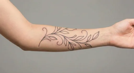 minimal vine tattoo on the forearm