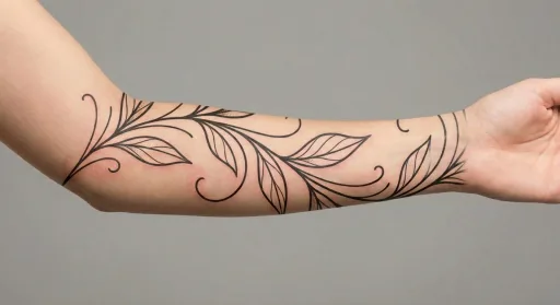 minimal vine tattoo on the forearm