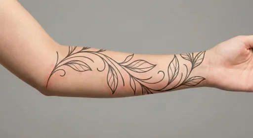 minimal vine tattoo on the forearm