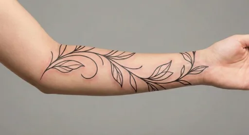 minimal vine tattoo on the forearm