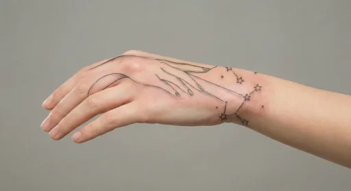 fine line stars tattoo on the hand