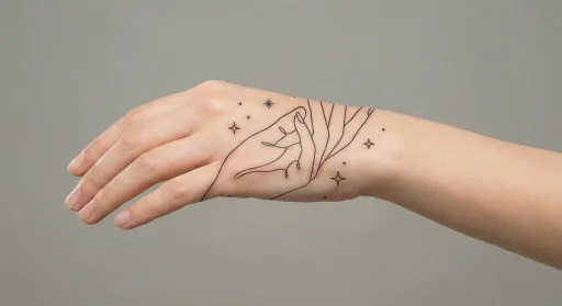 fine line stars tattoo on the hand