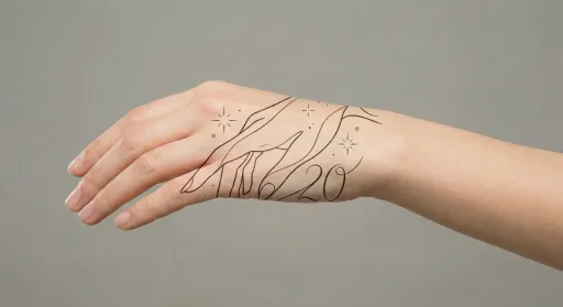 fine line stars tattoo on the hand