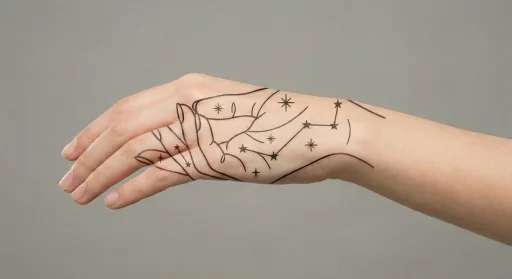 fine line stars tattoo on the hand