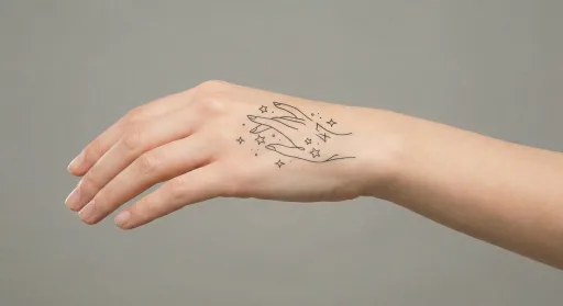 fine line stars tattoo on the hand