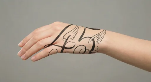 script angel numbers tattoo on the hand