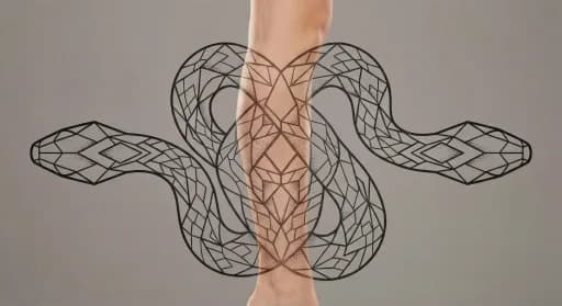 geometric snake tattoo on the leg