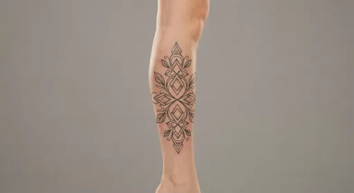 geometric vine tattoo on the leg