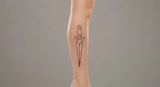 minimal dagger tattoo on the leg