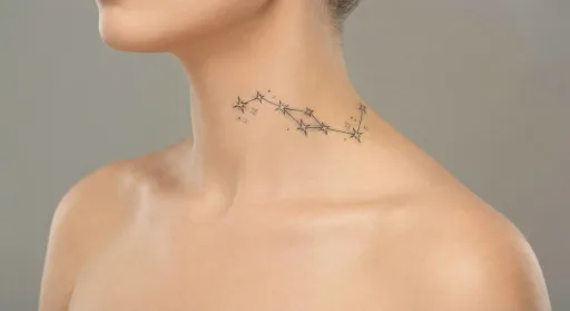 fine line stars tattoo on the neck