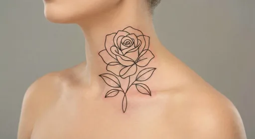 floral rose tattoo on the neck
