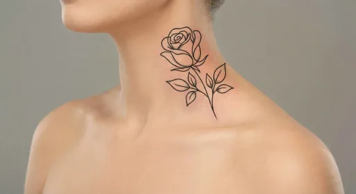 floral rose tattoo on the neck