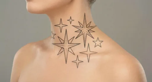 minimal stars tattoo on the neck