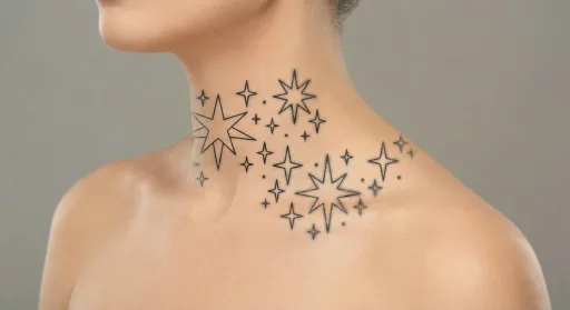 minimal stars tattoo on the neck