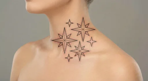 minimal stars tattoo on the neck