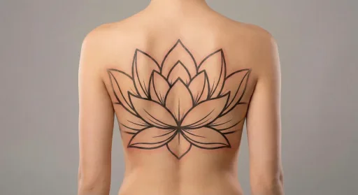 floral lotus tattoo on the spine