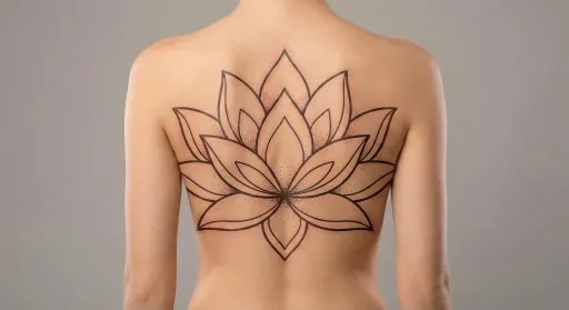 floral lotus tattoo on the spine