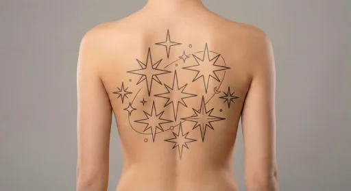 floral stars tattoo on the spine
