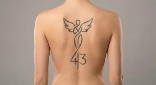 minimal angel numbers tattoo on the spine