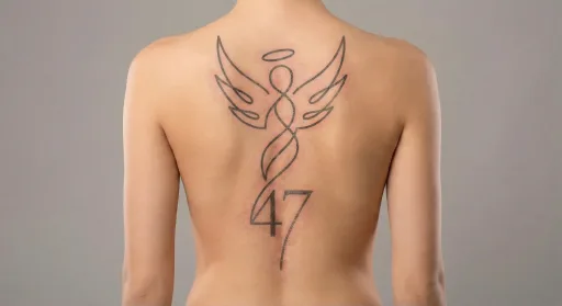 minimal angel numbers tattoo on the spine