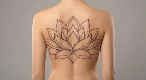 minimal lotus tattoo on the spine