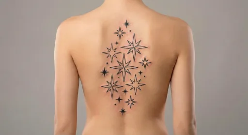 minimal stars tattoo on the spine